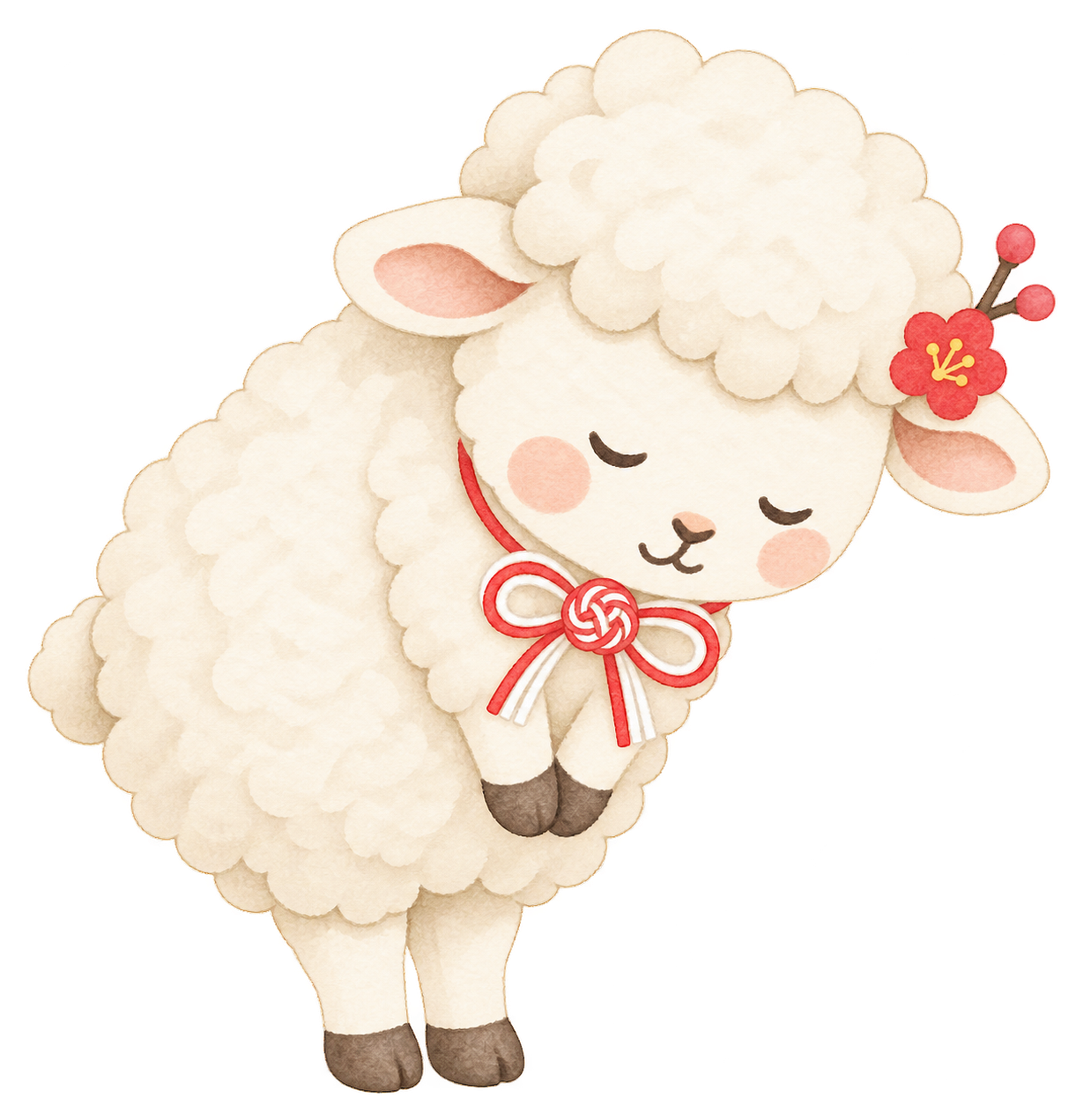 うなずく羊のイラスト｜未年のかわいい無料素材 104246に写真・文字を入れる