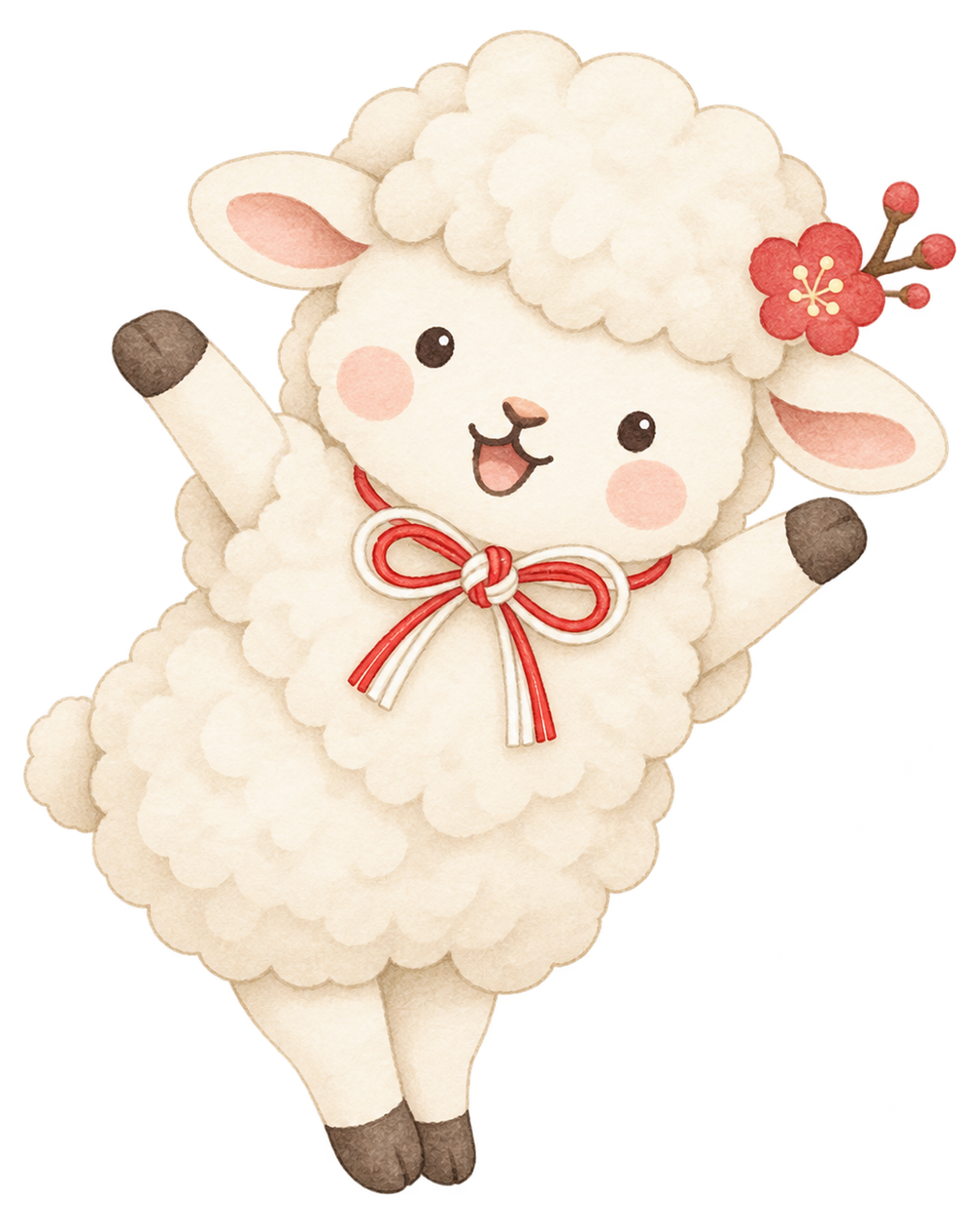 背伸びする羊のイラスト｜未年のかわいい無料素材 104250に写真・文字を入れる