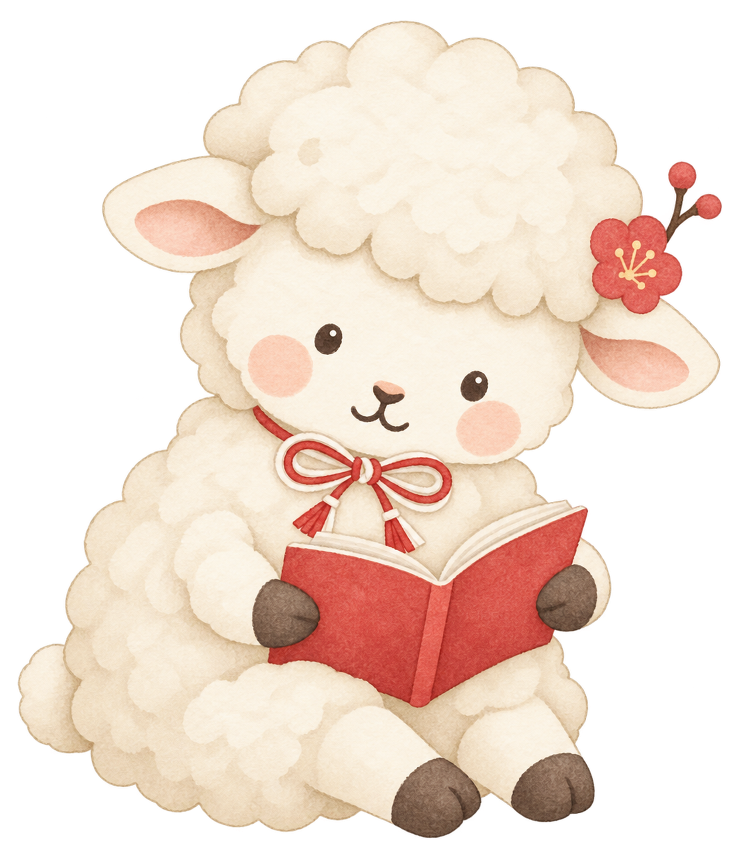 本を読む羊のイラスト｜未年のかわいい無料素材 104251に写真・文字を入れる