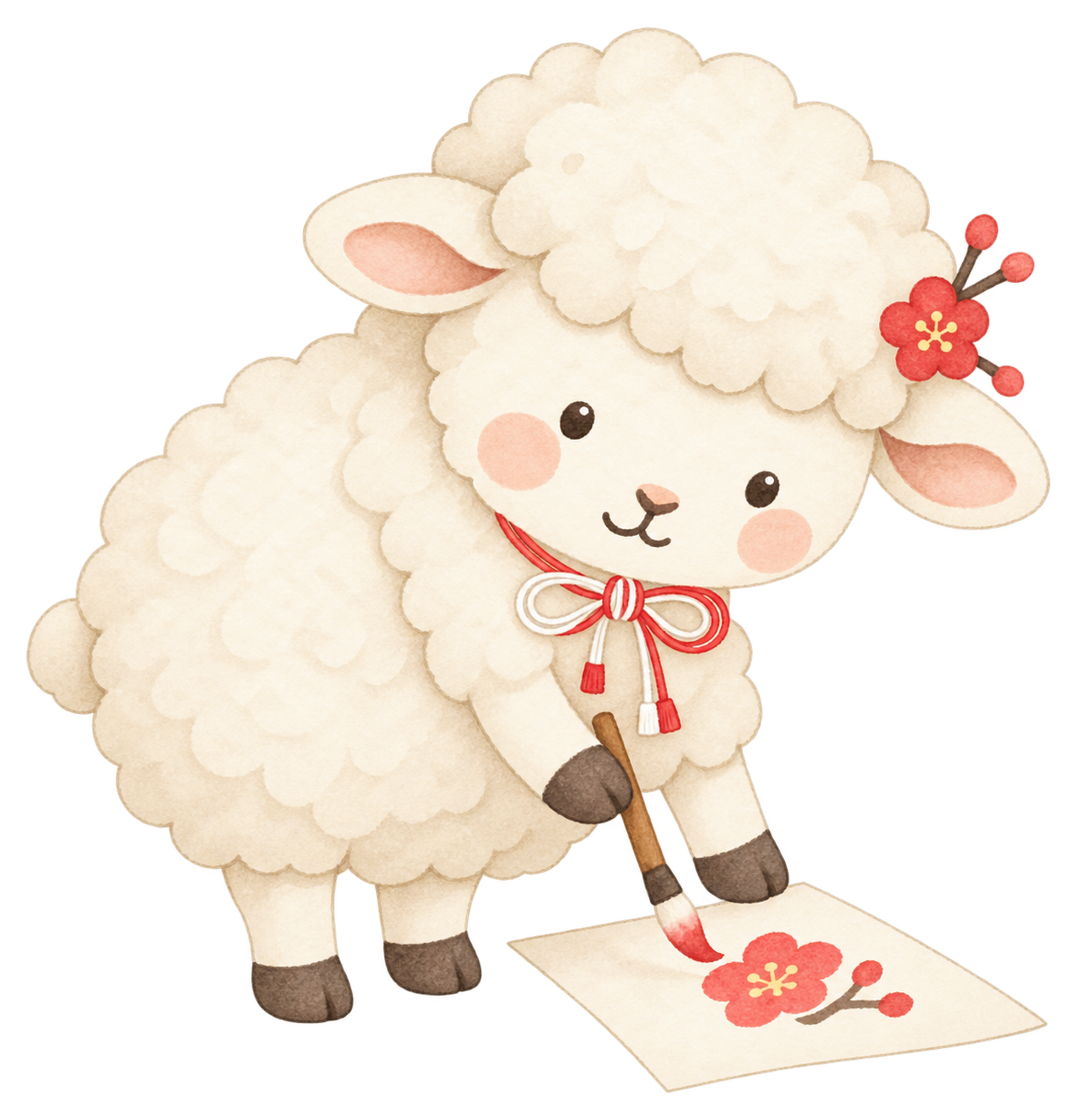 絵を描く羊のイラスト｜未年のかわいい無料素材 104253に写真・文字を入れる