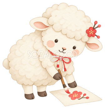 絵を描く羊のイラスト｜未年のかわいい無料素材 104253