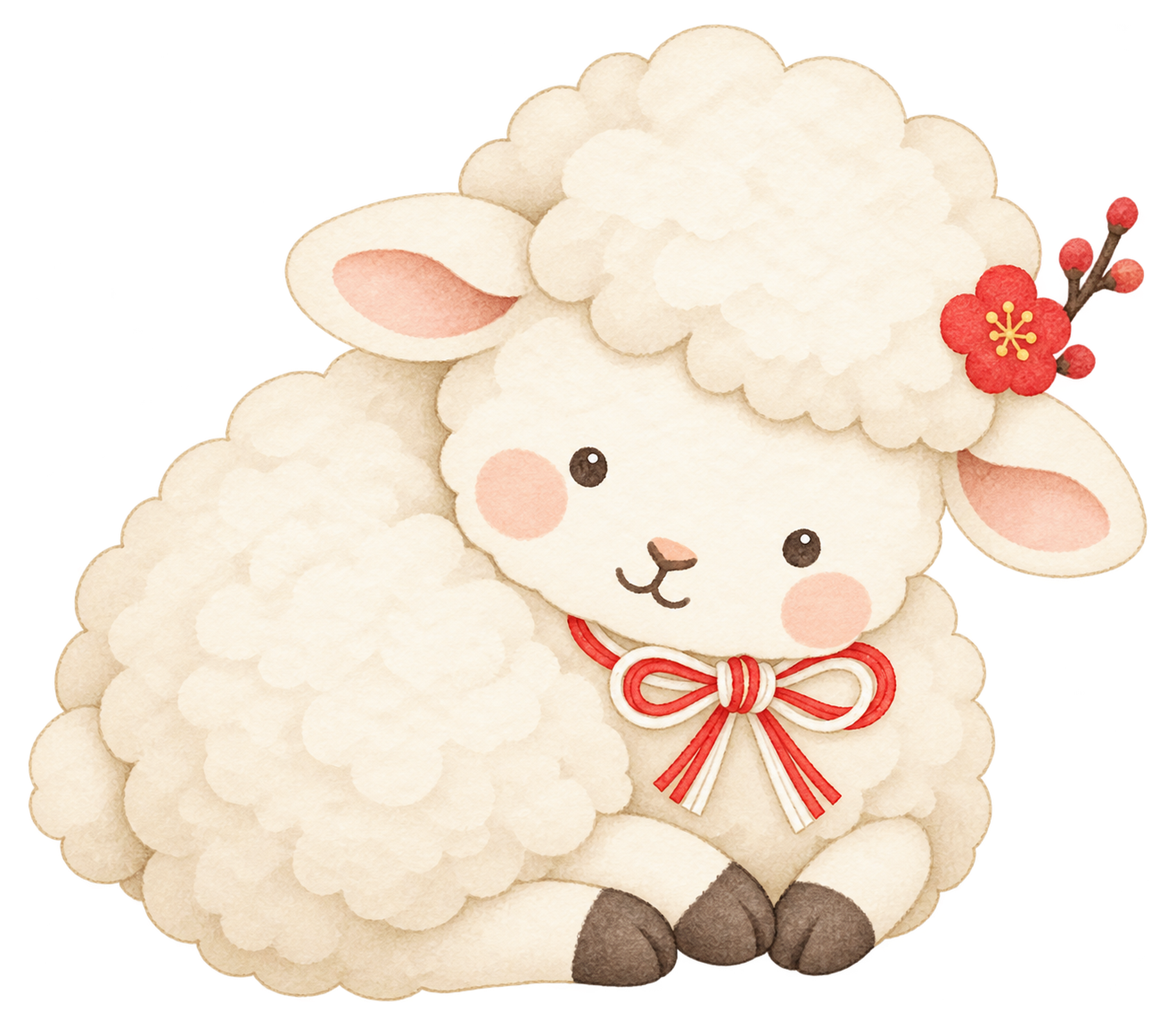 まるくなる羊のイラスト｜未年のかわいい無料素材 104261に写真・文字を入れる