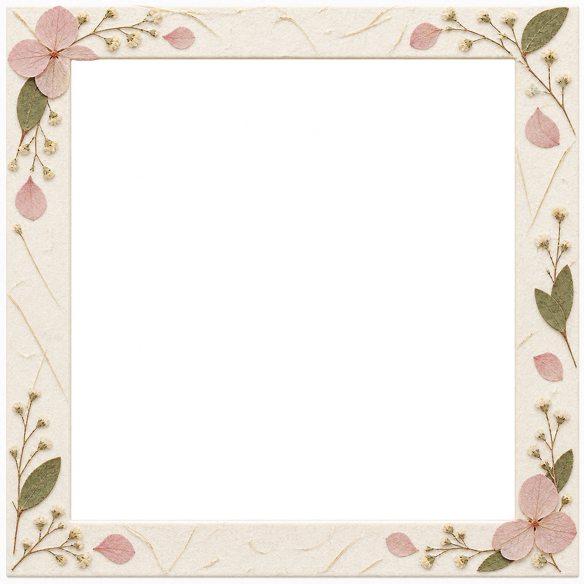 ピンクの花びらの正方形フレーム｜写真と文字を飾る無料イラスト素材 104363に写真・文字を入れる