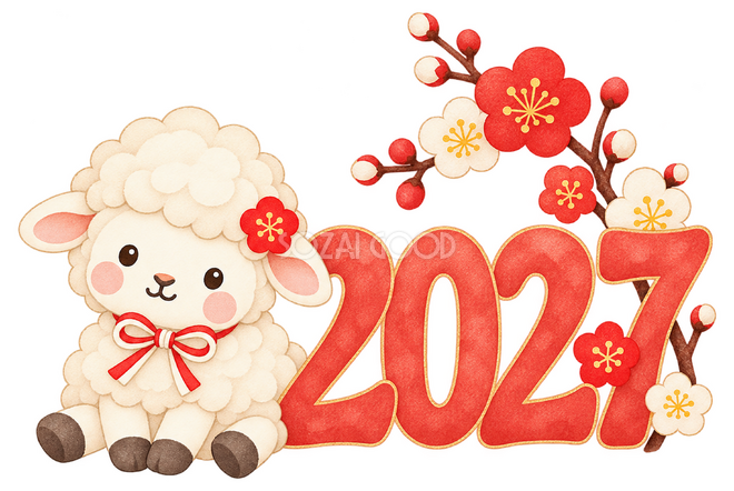 2027と梅の枝