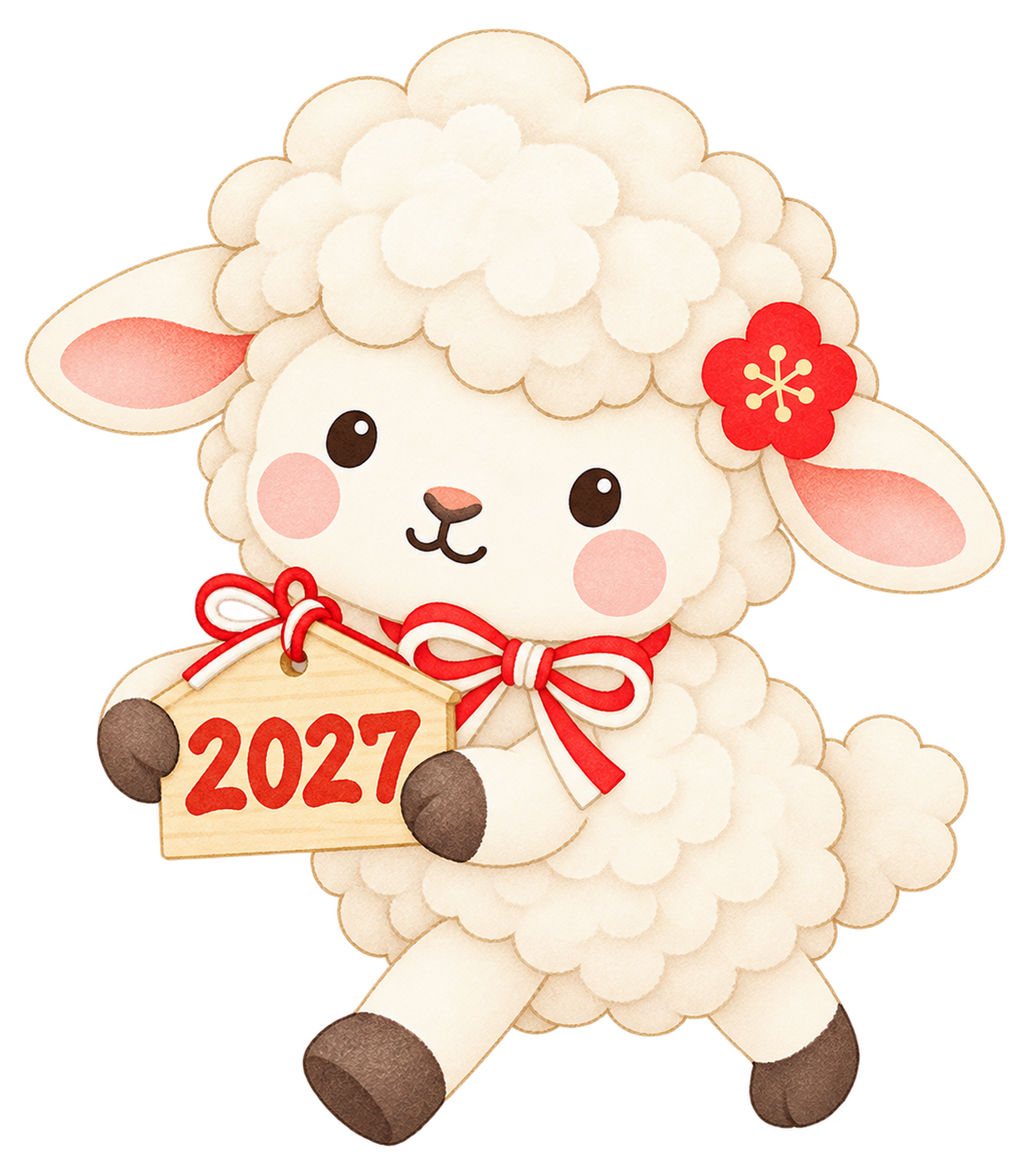 2027を運ぶ羊のイラスト｜未年のかわいい無料素材 104433に写真・文字を入れる