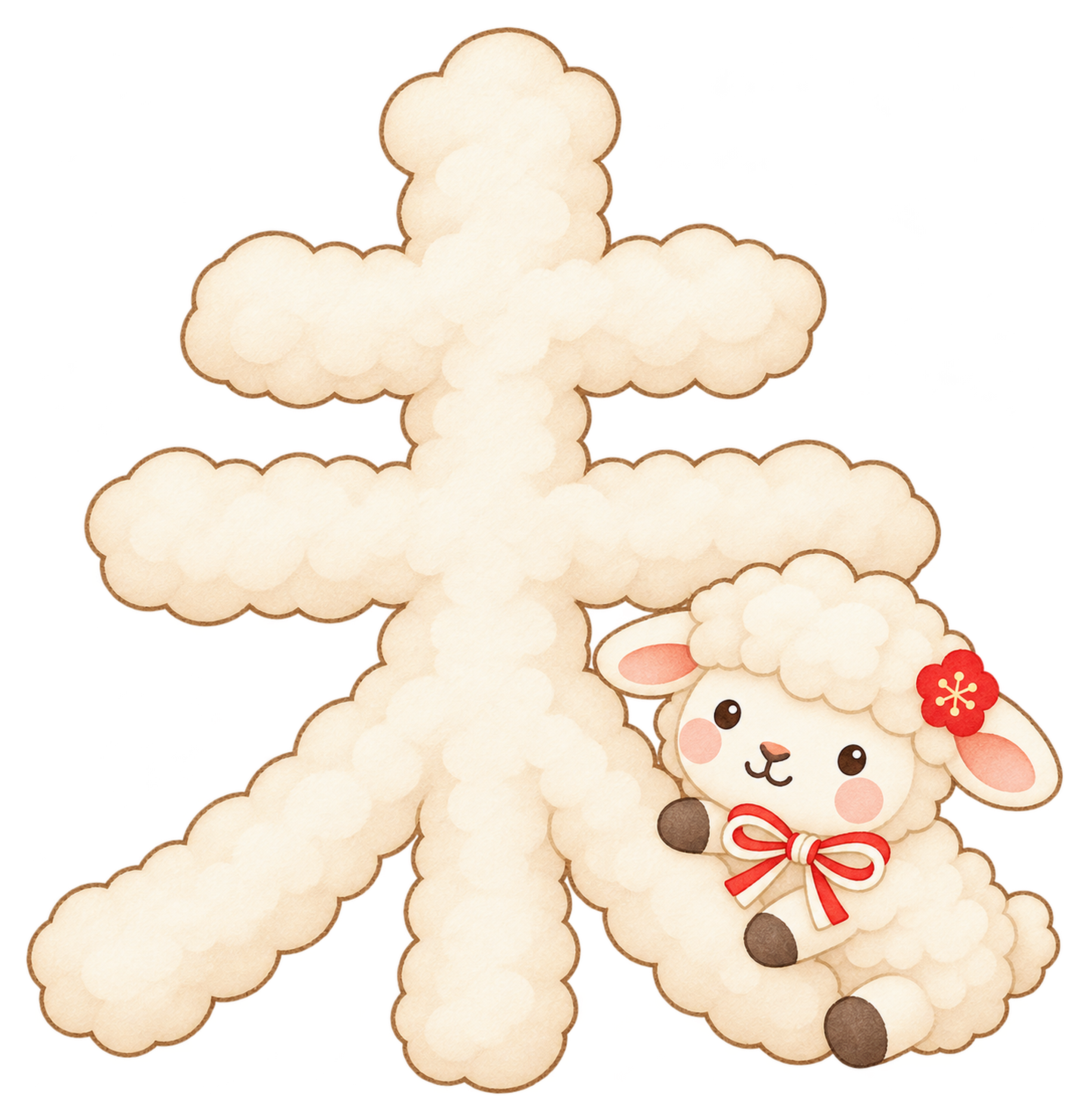 羊毛の未のイラスト｜未年のかわいい無料素材 104438に写真・文字を入れる