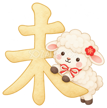 金色の未と羊のイラスト｜未年のかわいい無料素材 104441