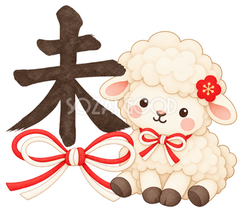 水引と未のイラスト｜未年のかわいい無料素材 104442