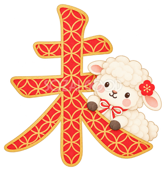 七宝柄と未のイラスト｜未年のかわいい無料素材 104448