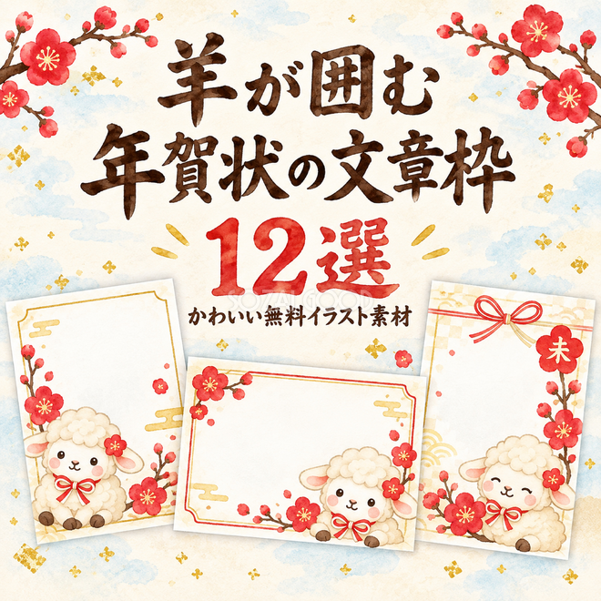 羊が囲む年賀状の文章枠12選 羊が囲む年賀状の文章枠12選