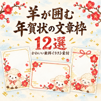羊が囲む年賀状の文章枠12選