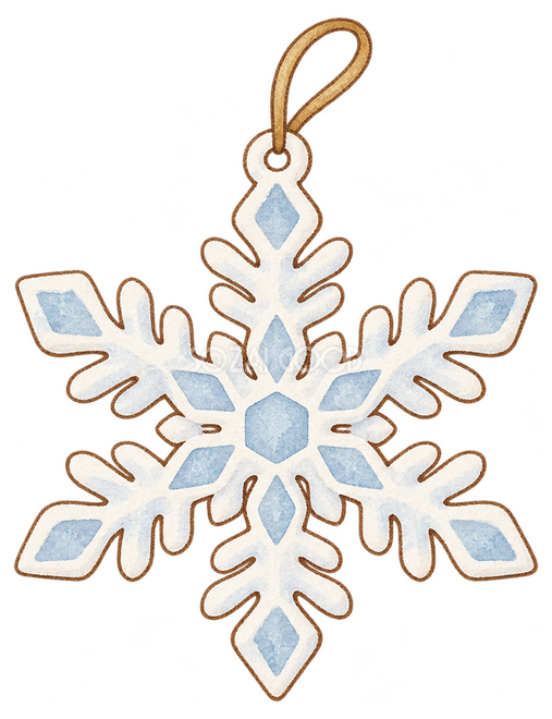 白い雪の結晶の飾りイラスト