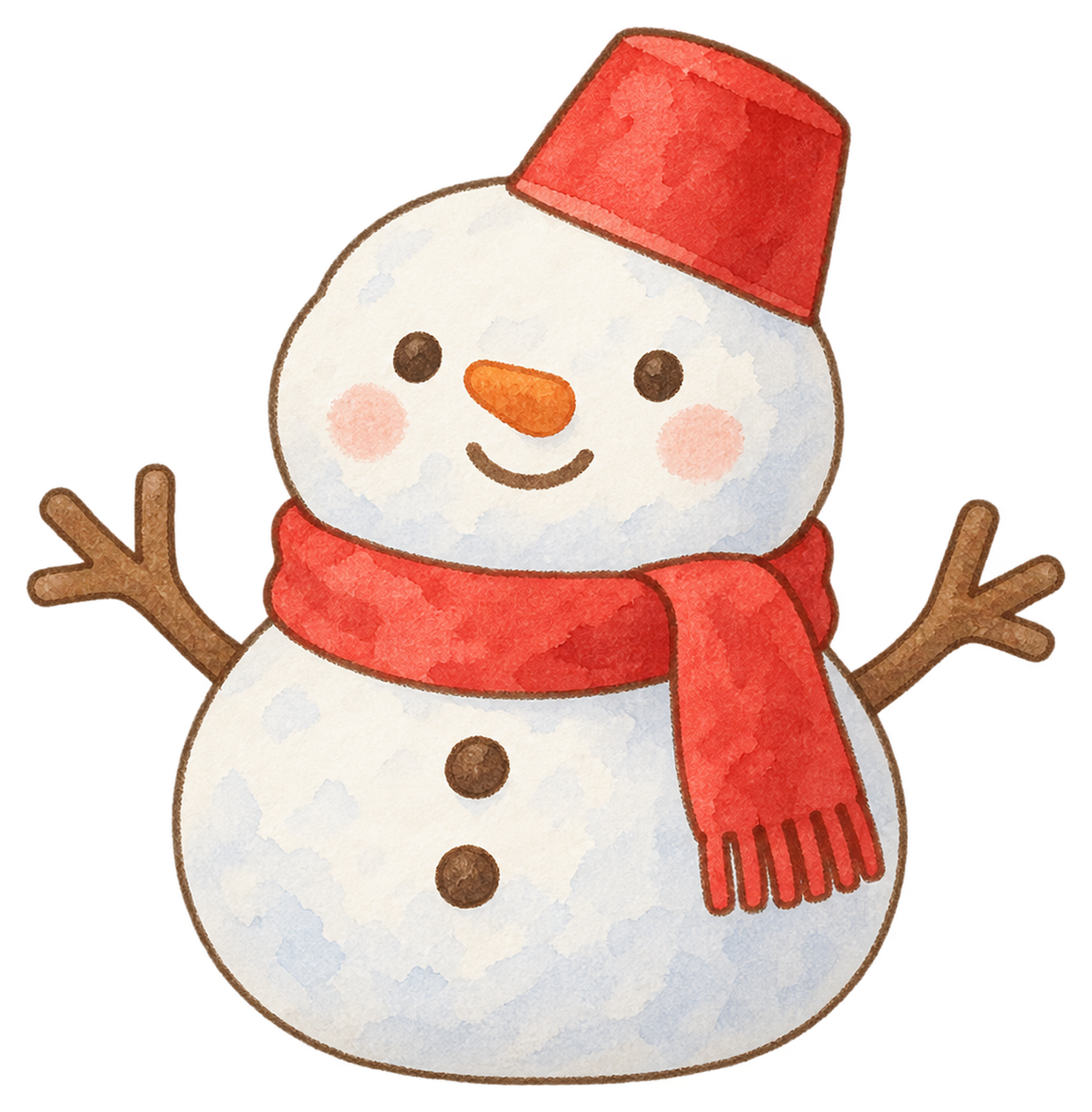 雪だるまの置物の水彩イラスト｜クリスマスの無料素材 104515に写真・文字を入れる