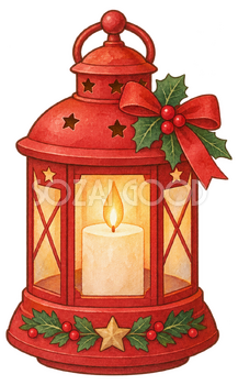 クリスマスのランタンの水彩イラスト｜クリスマスの無料素材 104516
