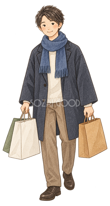 買い物袋を持つ男性イラスト 買い物袋を持つ男性イラスト
