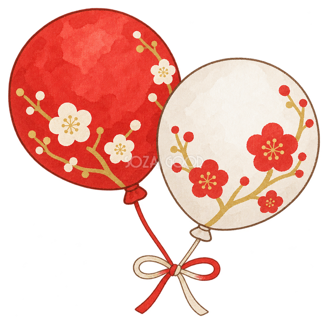 紅白の風船イラスト 紅白の風船イラスト