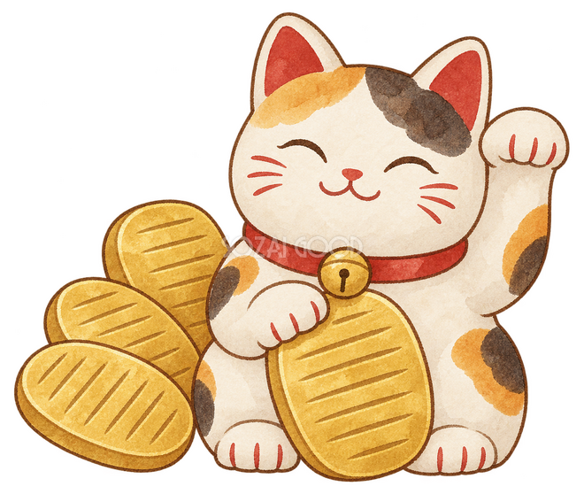 小判と招き猫イラスト 小判と招き猫イラスト
