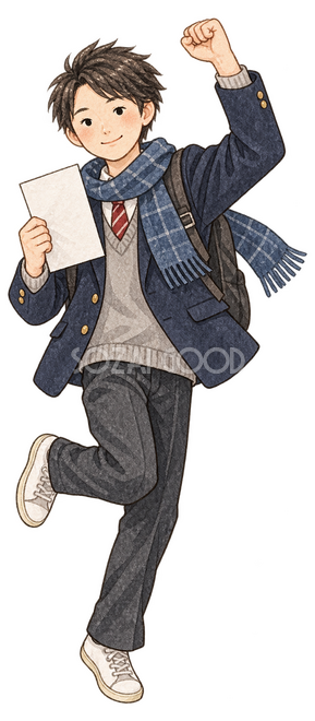 合格を喜ぶ男子学生イラスト 合格を喜ぶ男子学生イラスト