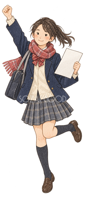 合格を喜ぶ女子学生イラスト 合格を喜ぶ女子学生イラスト