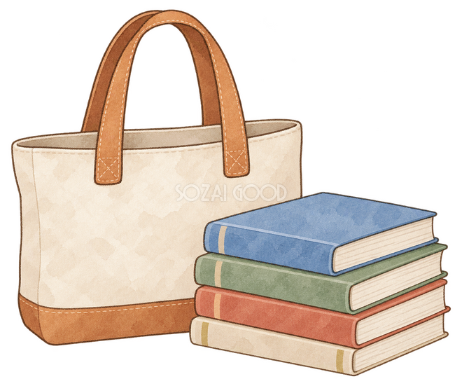 無地の鞄と参考書イラスト 無地の鞄と参考書イラスト
