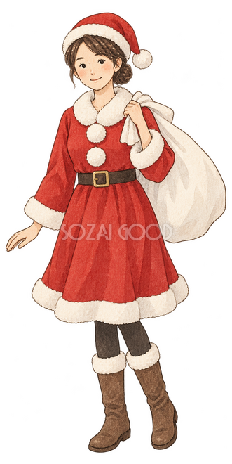 サンタの衣装を着た成人女性イラスト