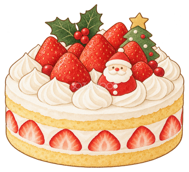 苺のクリスマスケーキイラスト 苺のクリスマスケーキイラスト