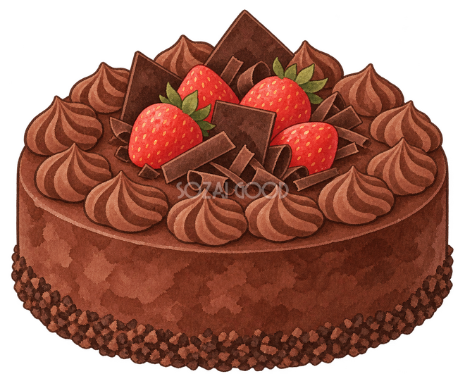 チョコレートの丸いケーキイラスト チョコレートの丸いケーキイラスト