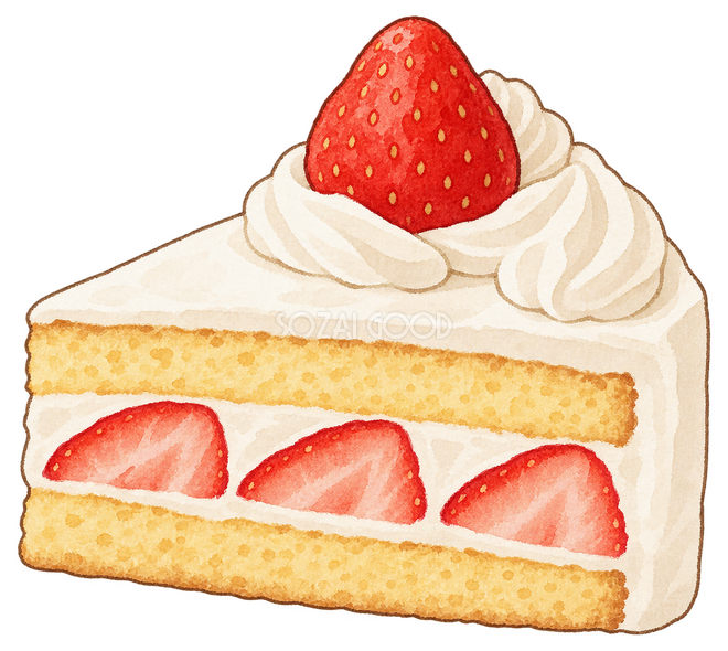 苺のショートケーキ一切れイラスト 苺のショートケーキ一切れイラスト
