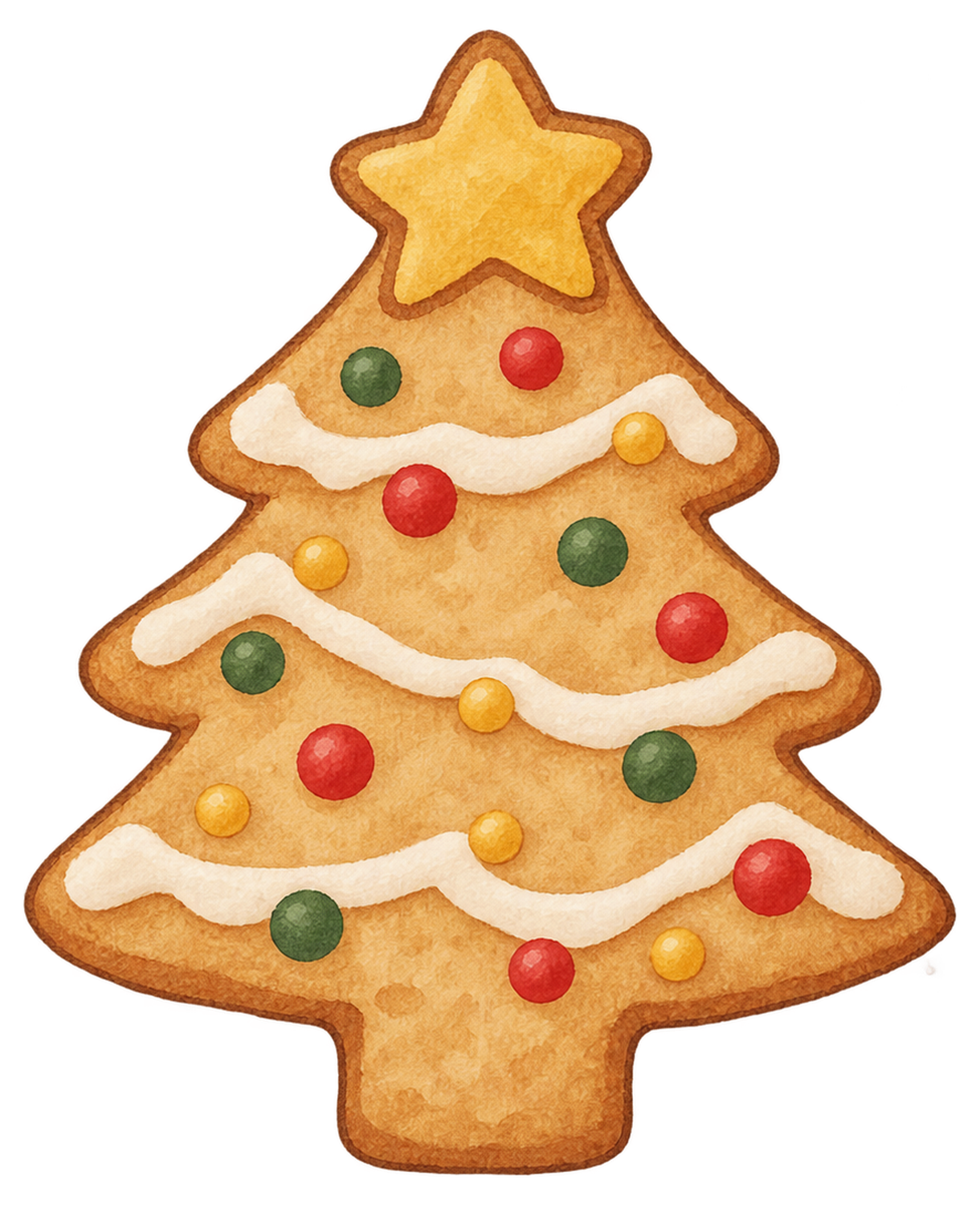 ツリー形クッキーの水彩イラスト｜クリスマスの食べ物の無料素材 104632に写真・文字を入れる