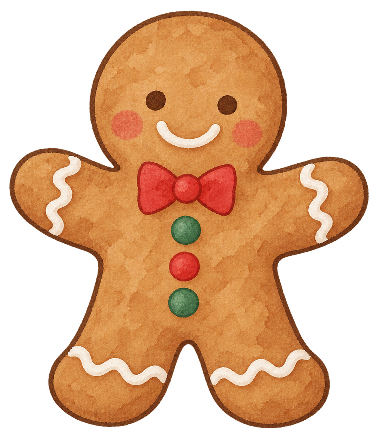 人型ジンジャークッキーの水彩イラスト｜クリスマスの食べ物の無料素材 104633に写真・文字を入れる