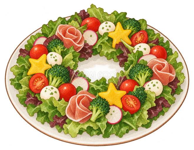 クリスマスのサラダリースイラスト クリスマスのサラダリースイラスト