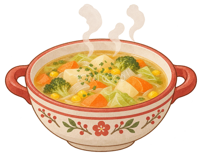 野菜の温かいスープイラスト 野菜の温かいスープイラスト
