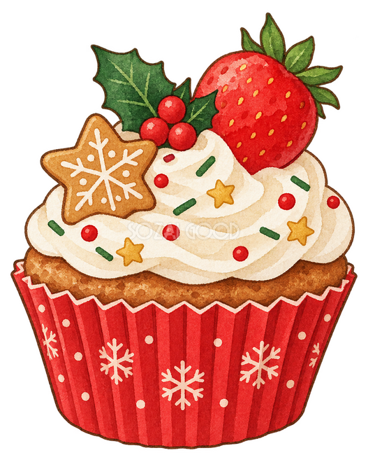 クリスマスのカップケーキイラスト クリスマスのカップケーキイラスト