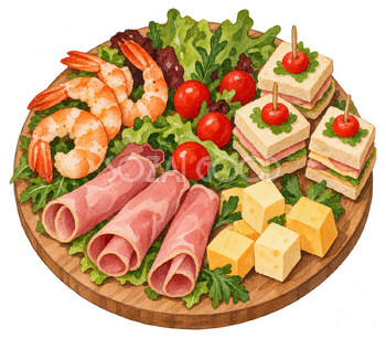 クリスマスのオードブル皿の水彩イラスト｜クリスマスの食べ物の無料素材 104646