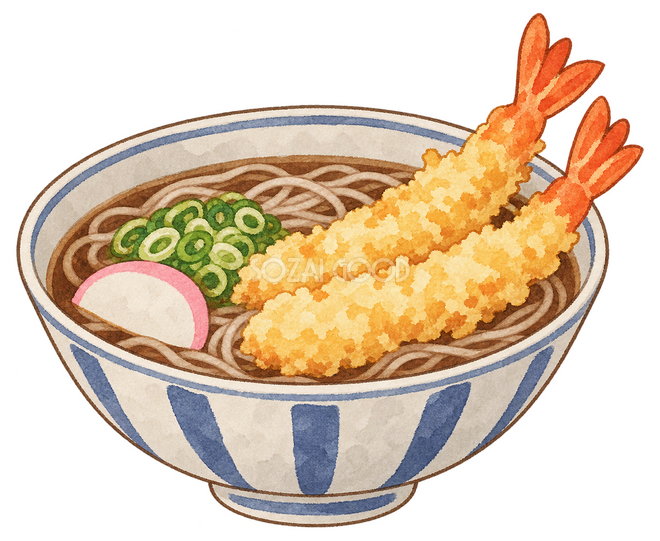 海老天の年越しそばイラスト