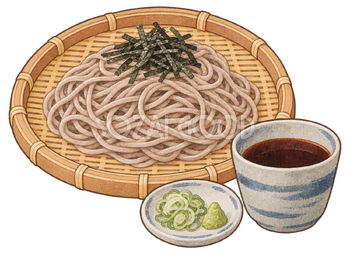 ざるそばの水彩イラスト｜年越し・大晦日の無料素材 104650