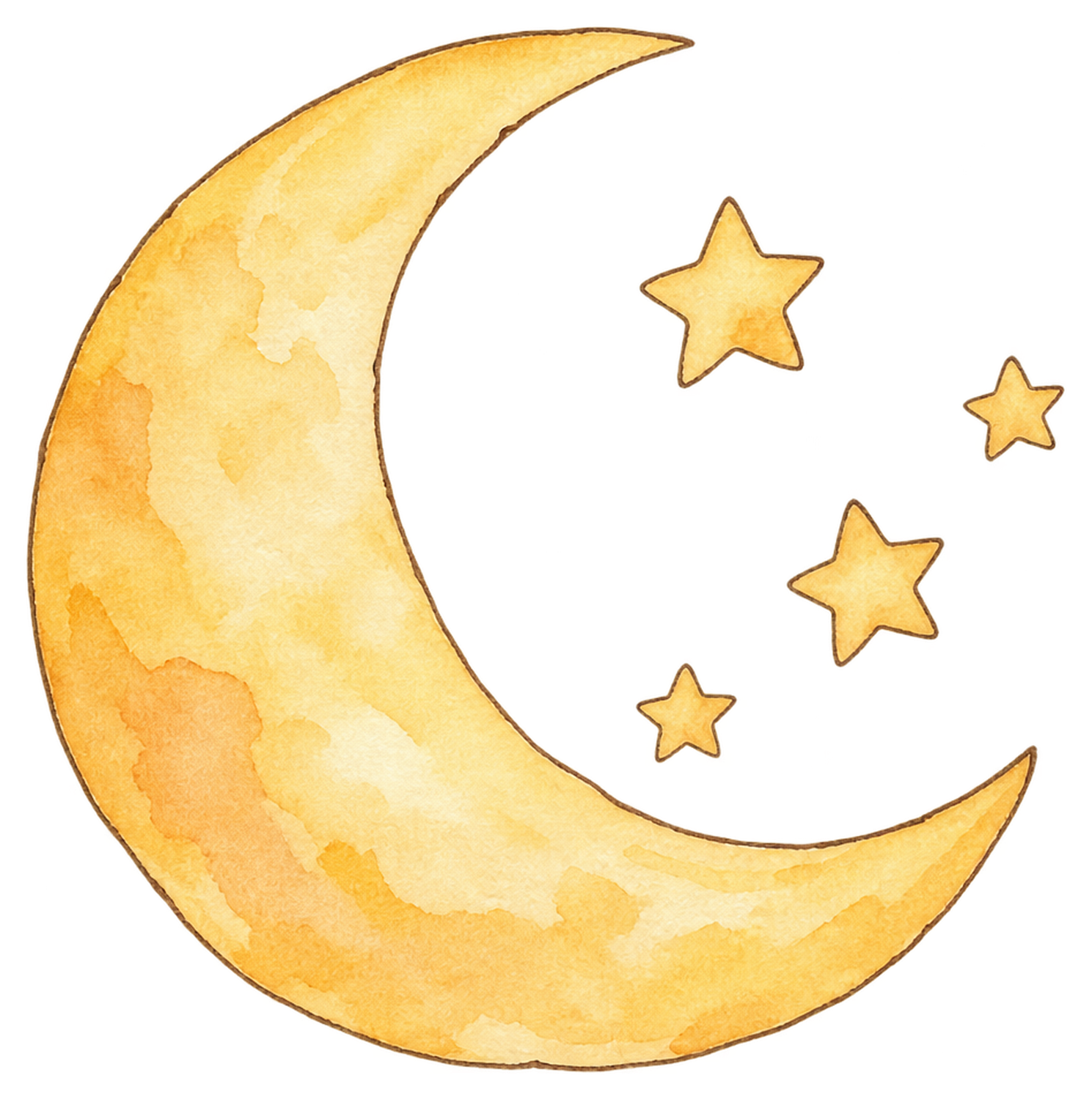 夜空の三日月と小さな星の水彩イラスト｜年越し・大晦日の無料素材 104663に写真・文字を入れる