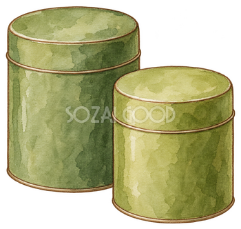 お茶の無地の缶二つの水彩イラスト｜お歳暮・冬の贈り物の無料素材 104675