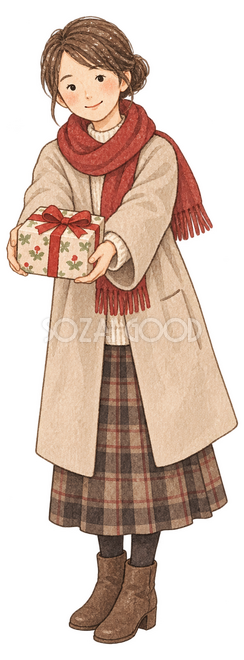贈り物を渡す女性イラスト
