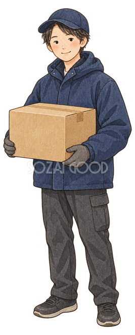 荷物を届ける配達員イラスト