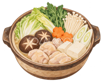 鍋料理の水彩イラスト｜忘年会の無料素材 104690
