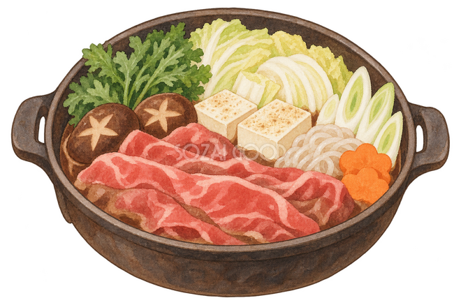 すき焼き鍋イラスト すき焼き鍋イラスト