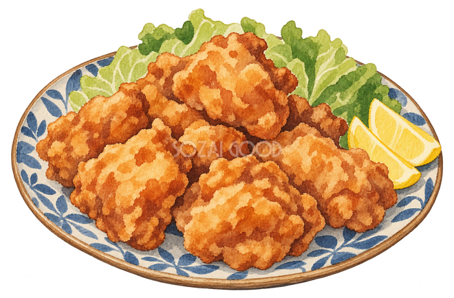 唐揚げの大皿イラスト 唐揚げの大皿イラスト