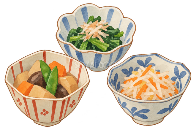 小鉢料理三品イラスト
