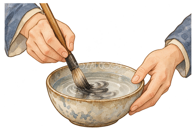 筆を洗う手元イラスト 筆を洗う手元イラスト