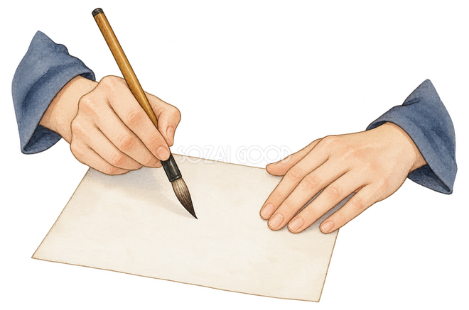 筆を持つ手元イラスト 筆を持つ手元イラスト