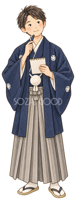 新年の目標を考える男子学生イラスト