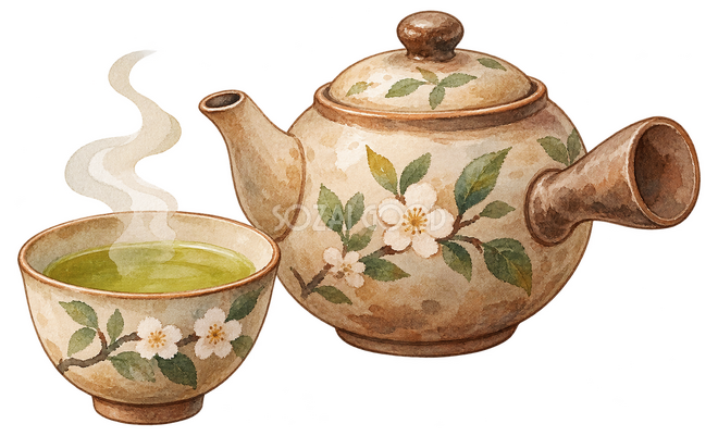 温かいお茶と急須イラスト 温かいお茶と急須イラスト