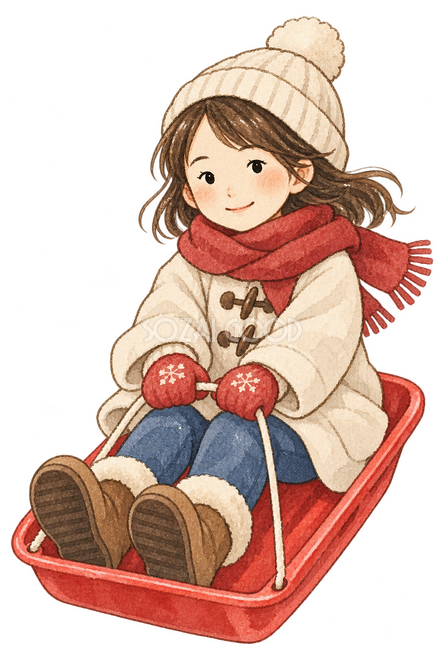 そりに乗る女の子イラスト そりに乗る女の子イラスト