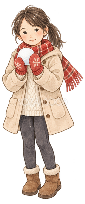雪玉を持つ女の子イラスト 雪玉を持つ女の子イラスト